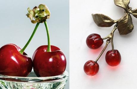 莫利洛黑樱桃：樱桃熟了，谁能抵挡她的诱惑。用青铜和琉璃制作的樱桃，也是诱人的美美哒。该系列由伦敦V&A博物馆2005年授权Michael Michaud设计制作。
